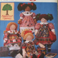 7284  SIMPLICITY 22'' APPLETREE DOLL, DRESS, BAG, COLLAR, SHIRT, UNDIES PATTERN